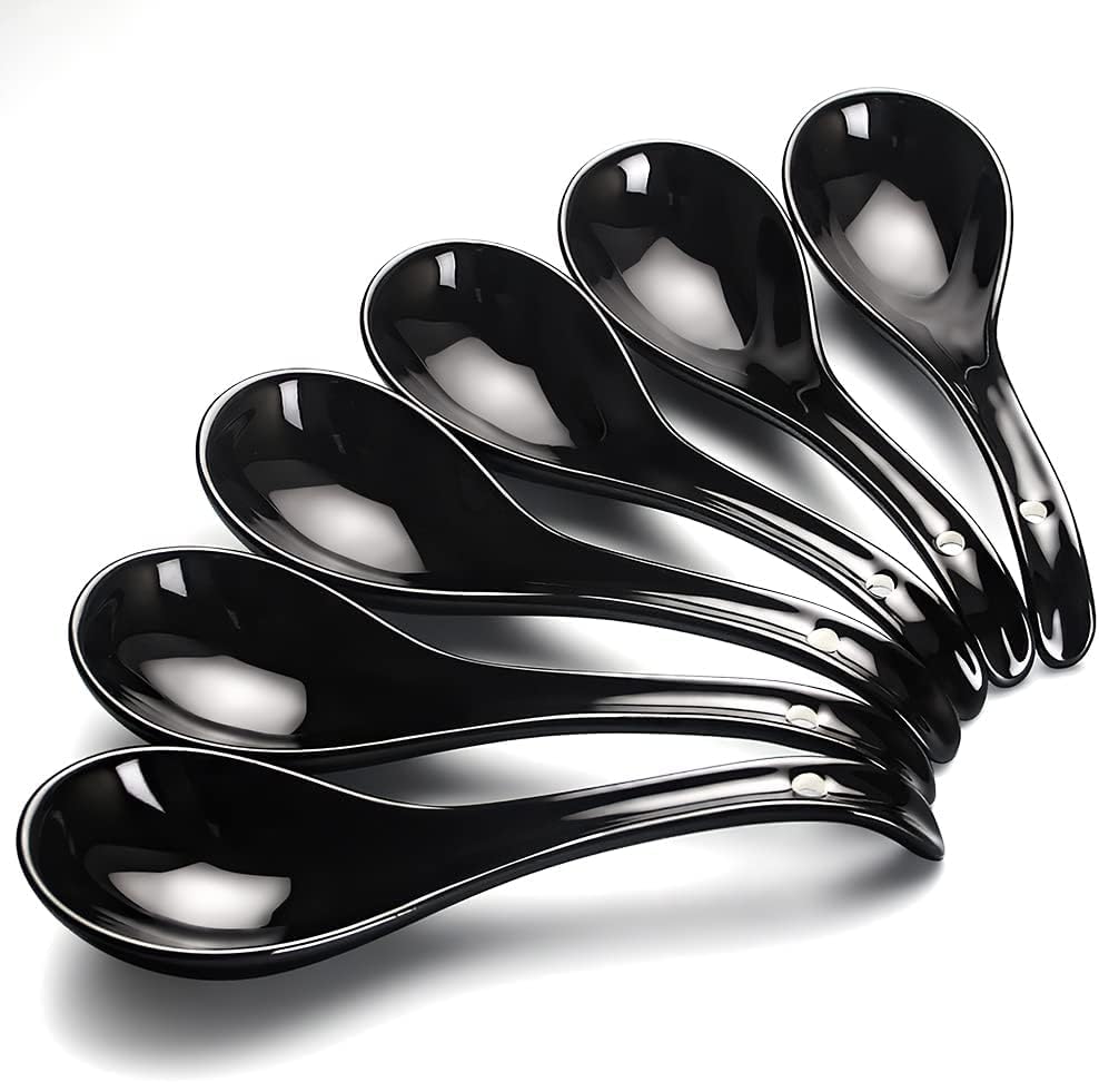 Asian Soup Spoons YFWOOD 6.75 Inch Ceramic Ramen Spoon