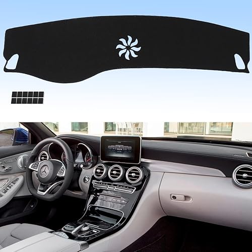 Miniatura 36 de AUQDD Alfombrilla de Cubierta para Tablero Compatible con Hy-undai Santa Fe 2013 2014 2015 2016 2017 2018, Alfombrilla de Tablero de Franela Negra