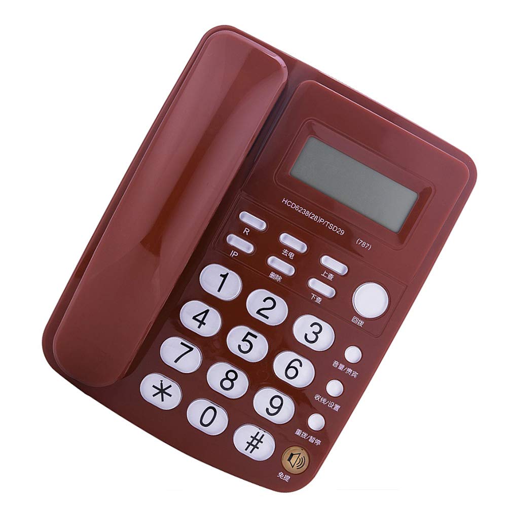 Telefono da scrivania classico a pulsanti grandi, Telefono fisso con grandi pulsanti in cristallo, funzione ID chiamante, senza batteria, adatto for uffici, hotel, scuole(Red)