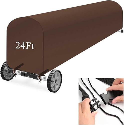 Woanger Cubierta de carrete solar para piscina, impermeable, resistente a los rayos UV, para piscina enterrada (24 pies, café)