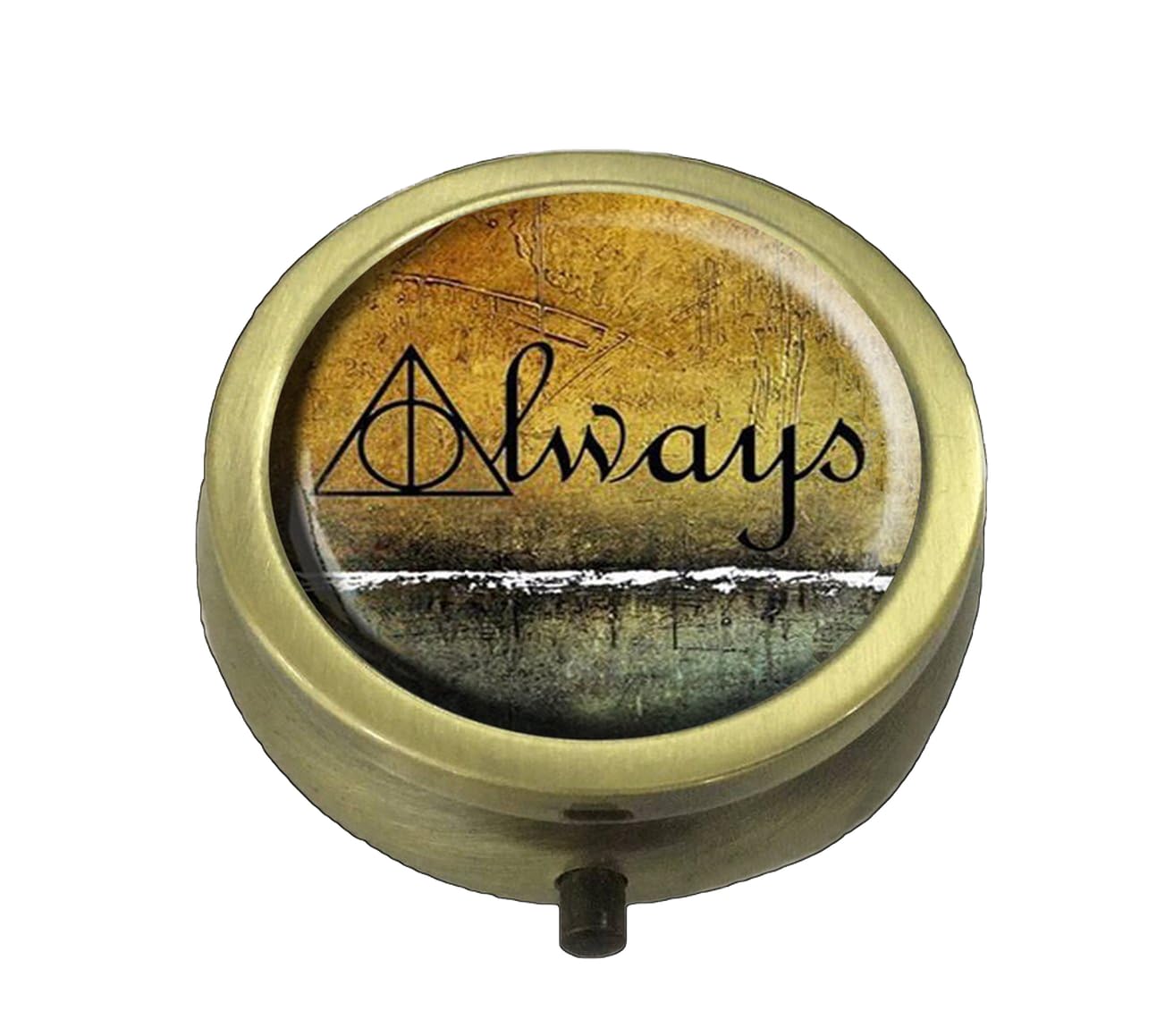 Always Custom Bronze Pill Box/Pill Case-Round Pill Box/Case- Three-Compartment Pill Box/Pill Case