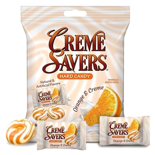 Creme Savers Orange and Creme Hard Candy | The Taste of Fresh Oranges Swirled in Rich Cream | The Original Classic Creme Savers Brought To You By Iconic Candy | 177 Gram Bag