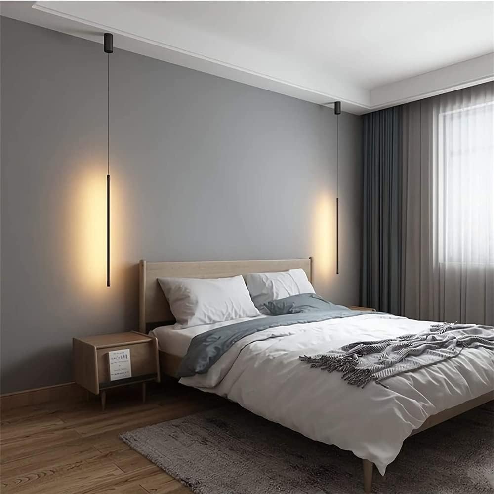 Lampa wisząca czarna liniowa długa rurka nowoczesna minimalistyczna lampa wisząca Led oprawa sufitowa typu Downlight żyrandol oprawa oświetleniowa do sypialni nocna dekoracja ścienna do telewizora (C
