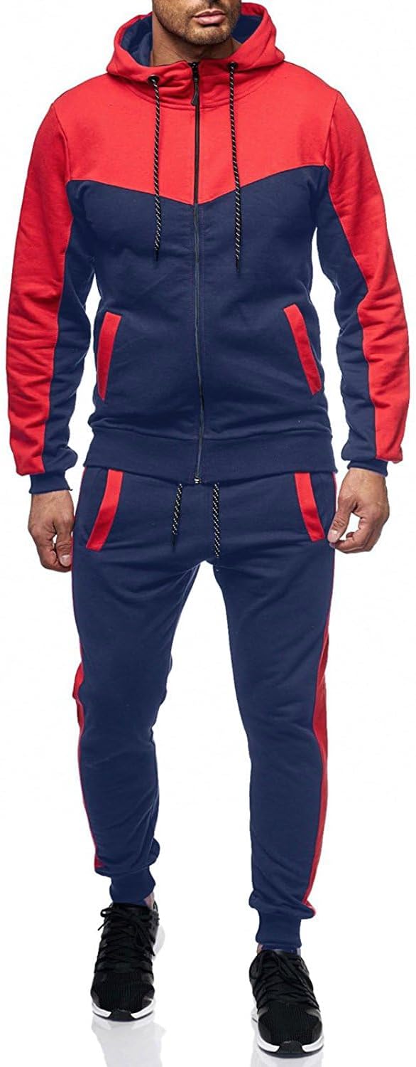 Marine Royal Track Suits for Men Set Full Zip Sweatsuit Outdoor Jogging Men Tracksuits
