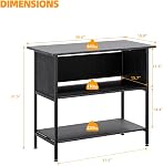 APPLOYN 40-50 Gallon Fish Tank Stand, Aquarium Stand with Shelf, Black | Fish Tank Accessories Storage, Turtle & Reptile Terrarium with 3 tier storage shelf