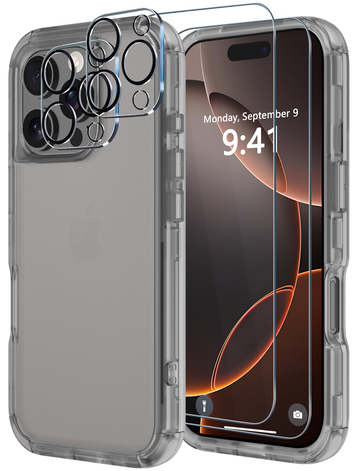 Diverbox for iPhone 16 Pro Max Case [Shockproof] [Dropproof] [Tempered Glass Screen Protector + Camera Protectors] Heavy Duty Protection Phone Case Cover for Apple iPhone 16 Pro Max (Matte Black)