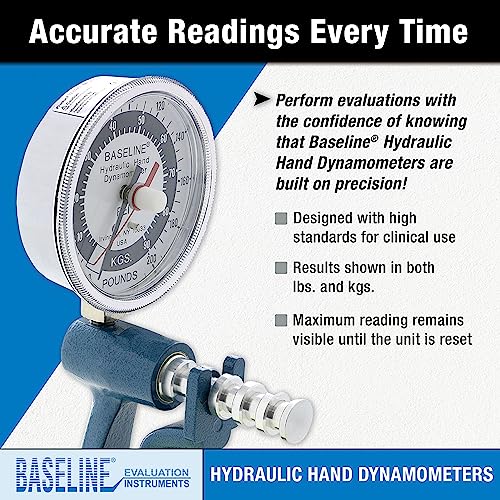 Image of Baseline 12-0243 HiRes Hydraulic Hand Dynamometer, 200 lbs Capacity