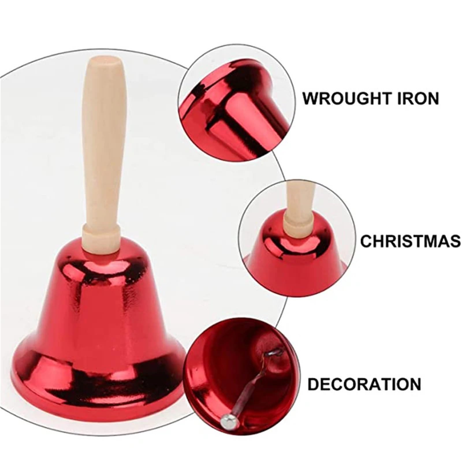 5 pezzi Campanelli natalizi a mano di Babbo Natale Jingle Bells scolastici Forniture for servizi chiamata al ristorante Decorazione Per Ristorante(Silver)