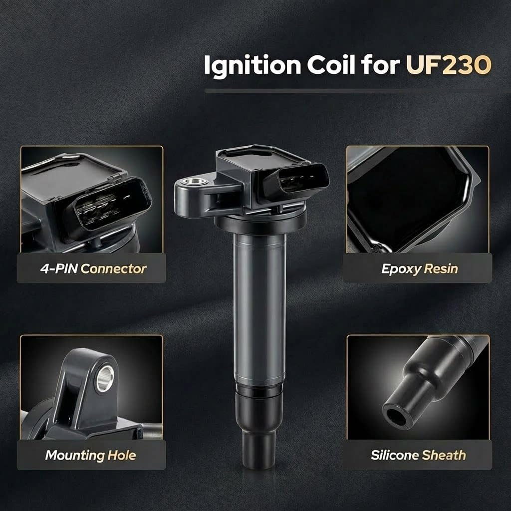 Ignition Coil UF230&Double Iridium Spark Plug 4504 for Toyota 4Runner Tundra Sequoia LandCruiser/for Lexus GS430 GX470 LS430 LX470 LX570 SC430 4.3L 4.7L V8 Replaces#C1173 UF493 5C1196