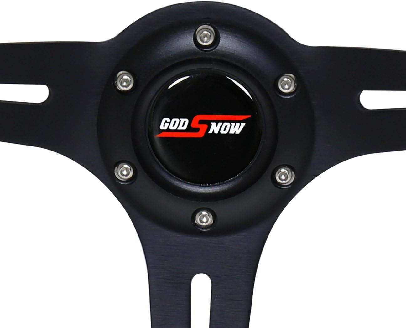 AJP Distributors 345mm 6-Bolt Mounting Purple Luxury Wood Grain Black Aluminum Center Streak Style Deep Dish Upgrade Replacement 3 Spoked Steering Wheel + Godsnow Horn Button