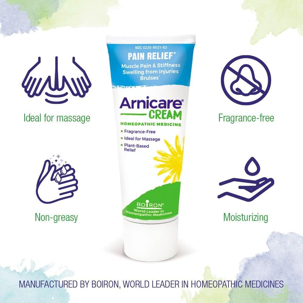 Boiron Arnicare Cream for Relief for Joint Pain, Muscle Pain, Muscle Soreness, and Swelling from Bruises or Injury - Fast Absorbing and Fragrance-Free - 1.3 oz : Health & Household