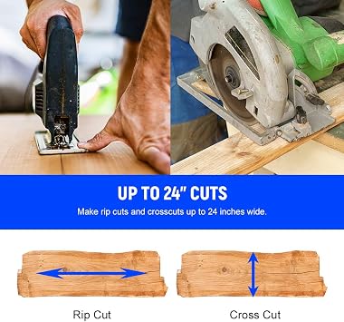 Circular Saw Guide Rail, Rip-Cut Track Aluminium Alloy EDG Guide Attachment for Carpenters Woodworking, 0-61cm Cutting Range