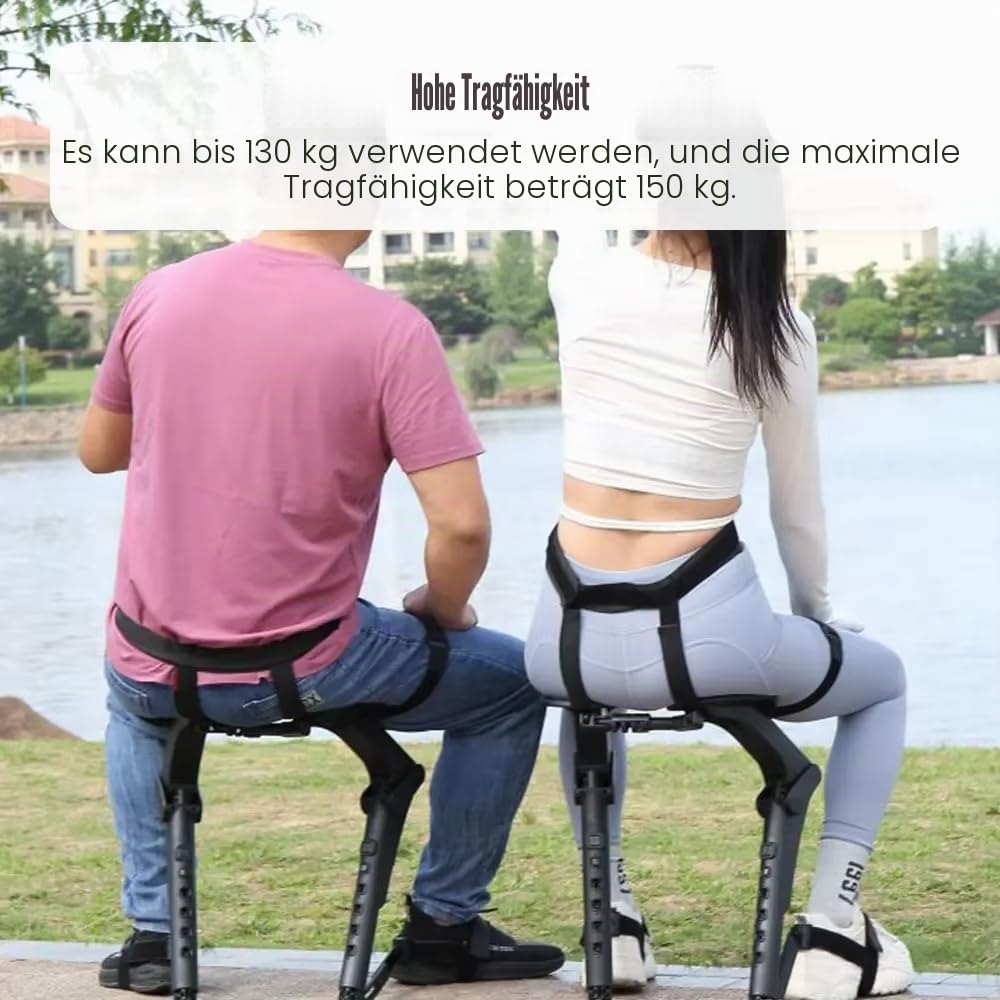 Tragbarer Unsichtbarer Stuhl Faltbarer Hocker Chairless 5 Gänge Verstellbar Verstellbarer Chair Exoskelett Schwebesitz Wearable Leg Ergonomics Lightweight Seat Für Angeln Konzert Subway (black)