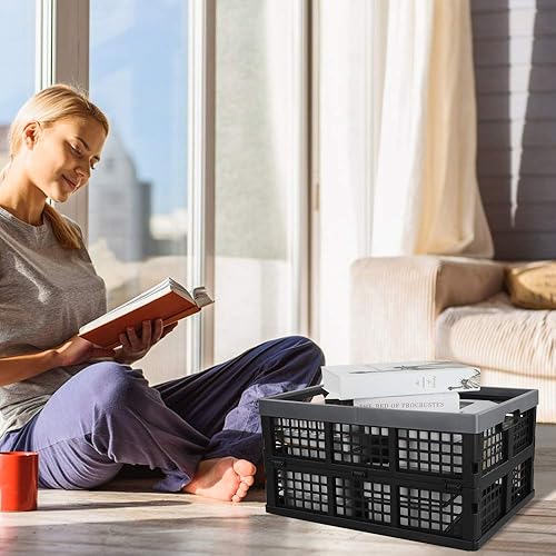 Miniatura 6 de Paquete de 3 cajas plegables de 28 L, cajas de almacenamiento plegables de plástico