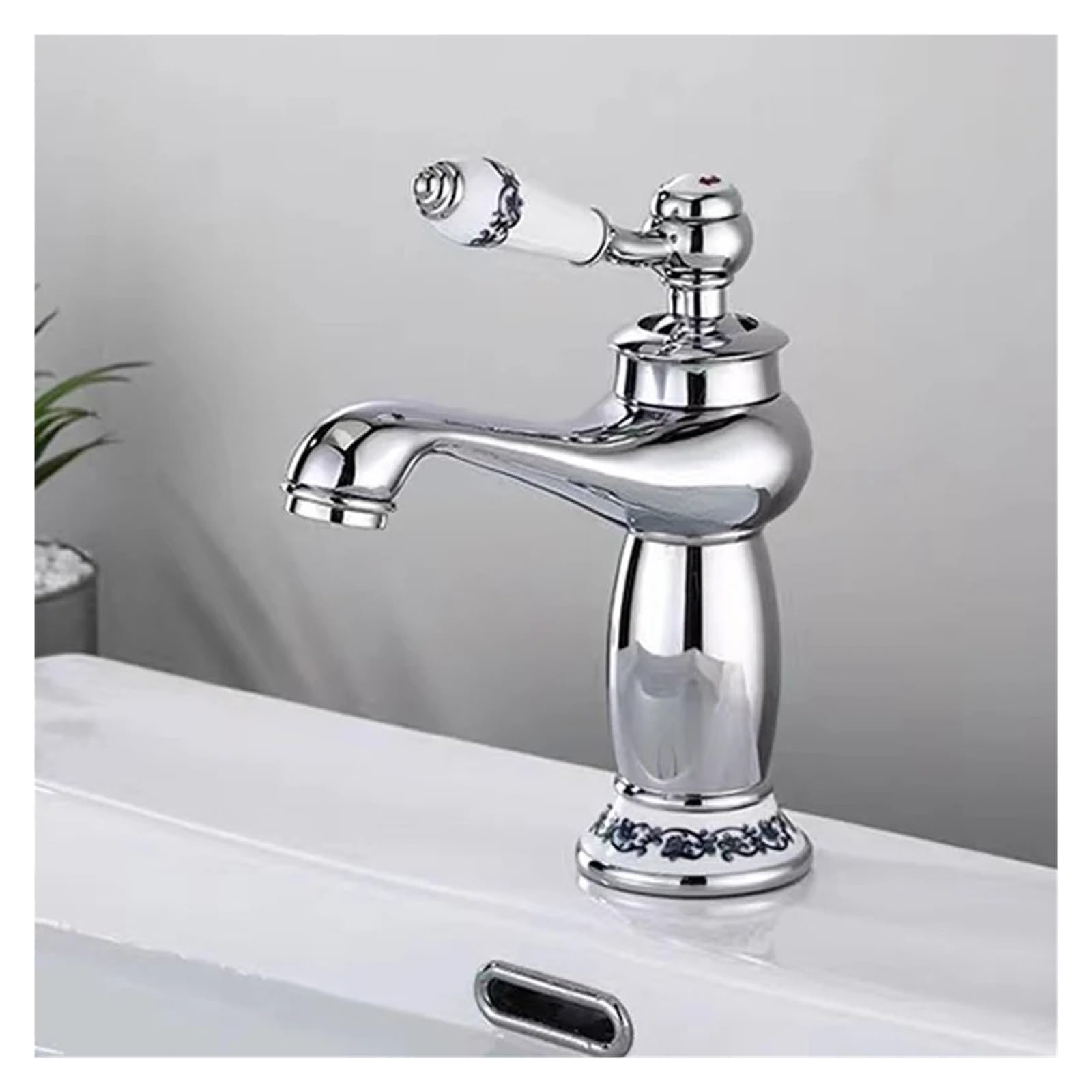 Robinet de style européen chrome pour comptoir de salle de bain chic