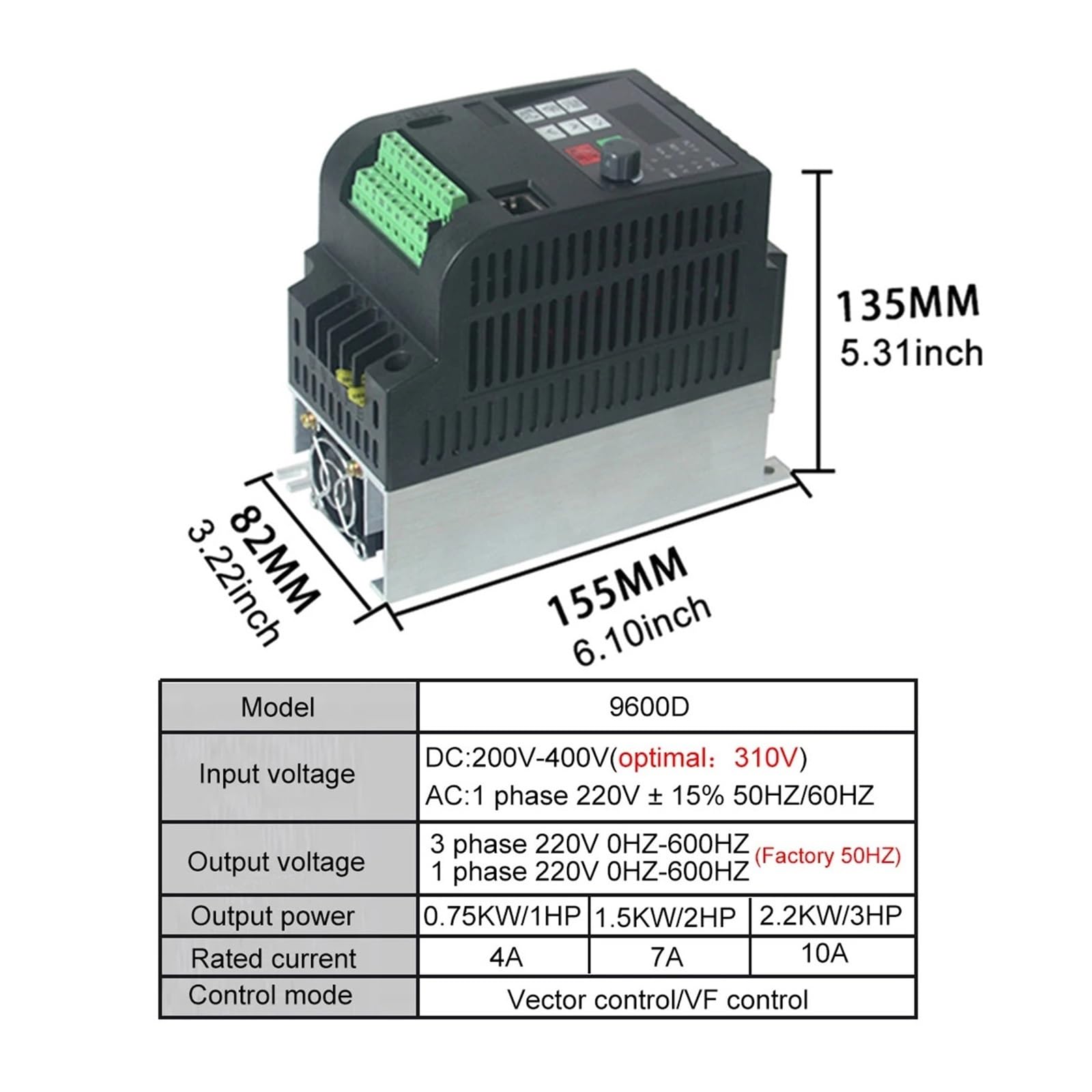 Eingangsspannung DC200-400V AC220V Ausgangsspannung 3-phasig 220V 2,2 kW/4 kW/5,5 kW/7,5 kW 220V Wechselrichter Frequenzumrichter(7.5KW DC200V-400V)