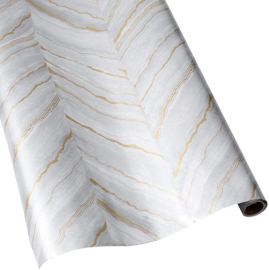 Caspari Marble 30 in. x 8 ft. Wrapping Paper in Grey & Pale