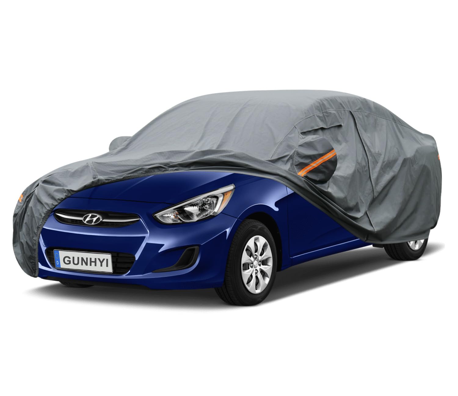 GUNHYI Premium Car Cover Custom Fit Hyundai Accent, 16 Layers Heavy Duty Car Cover Waterproof All Weather with Zipper Door for Sun Rain Snow Dust Uv Protection