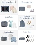 ECOHUB Cubes d'emballage 7 Set Cubes d'emballage résistant à la déchirure Organisateur de voyage avec ID Tag pour transporter sur la machine à bagages Lavable Valises Organisateur Sacs de voyage Cubes (Grey)