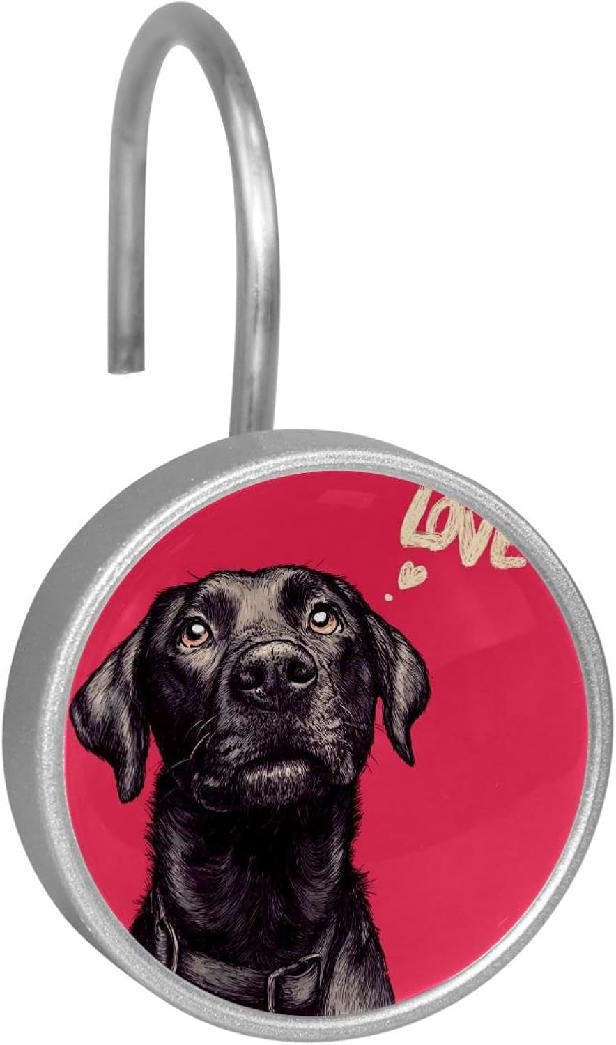 12 Pack Love Dog (6) Shower Curtain Hooks Rings, Durable Shower Hooks for Liner, Shower Rings for Curtain and Bathroom Shower Rod