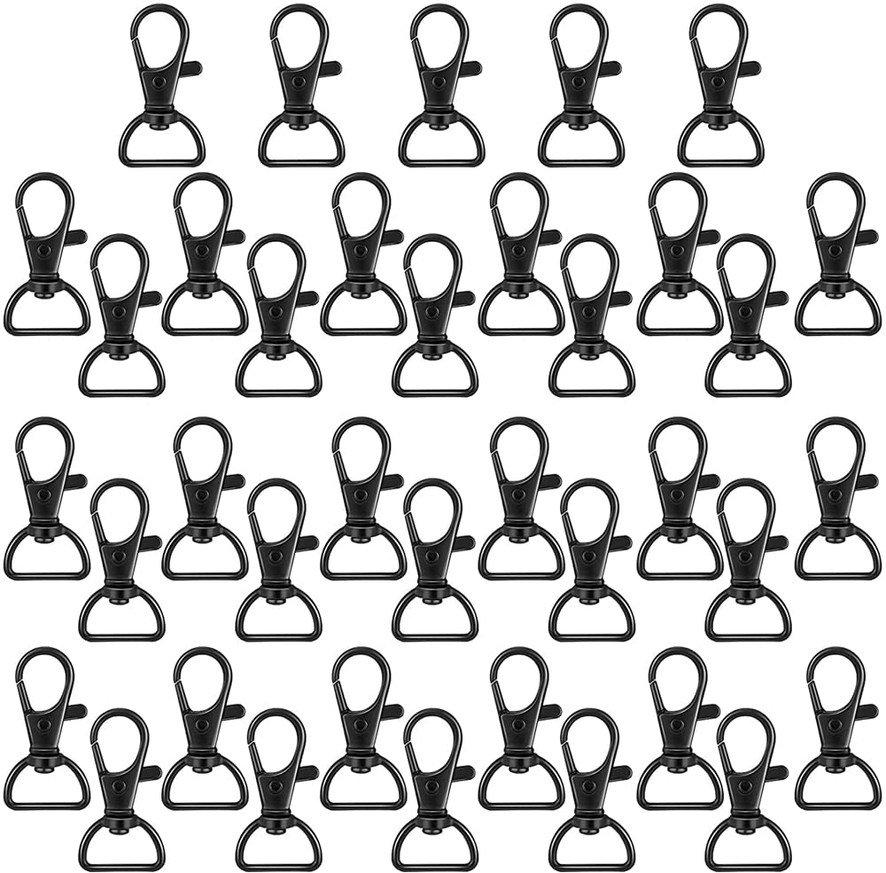 Swivel Snap Hooks, 35 Pieces Swivel Clasps Lanyard Snap Hooks Keychain Clip Hook Lobster Claw Clasp Metal Hook Clasp with D Rings, for Keychain Purse Hardware Sewing Craft Project (Black,15 mm)