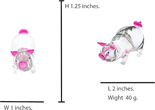 Miniatura 6 de I-DO-CARE Precioso lindo mini cerdo rosa animales transparentes soplado a mano arte de cristal - Figuras hechas a mano en miniatura coleccionables