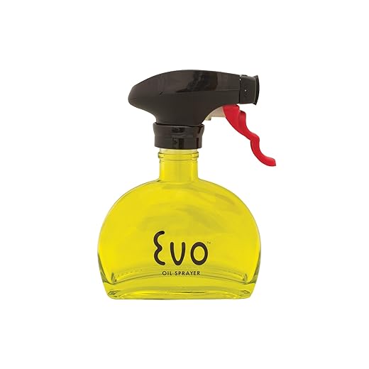 Evo Oil Sprayer Glass, Non-Aerosol for Olive, Cooking Oils, and Vinegars, Yellow, 6-Ounce Capacity