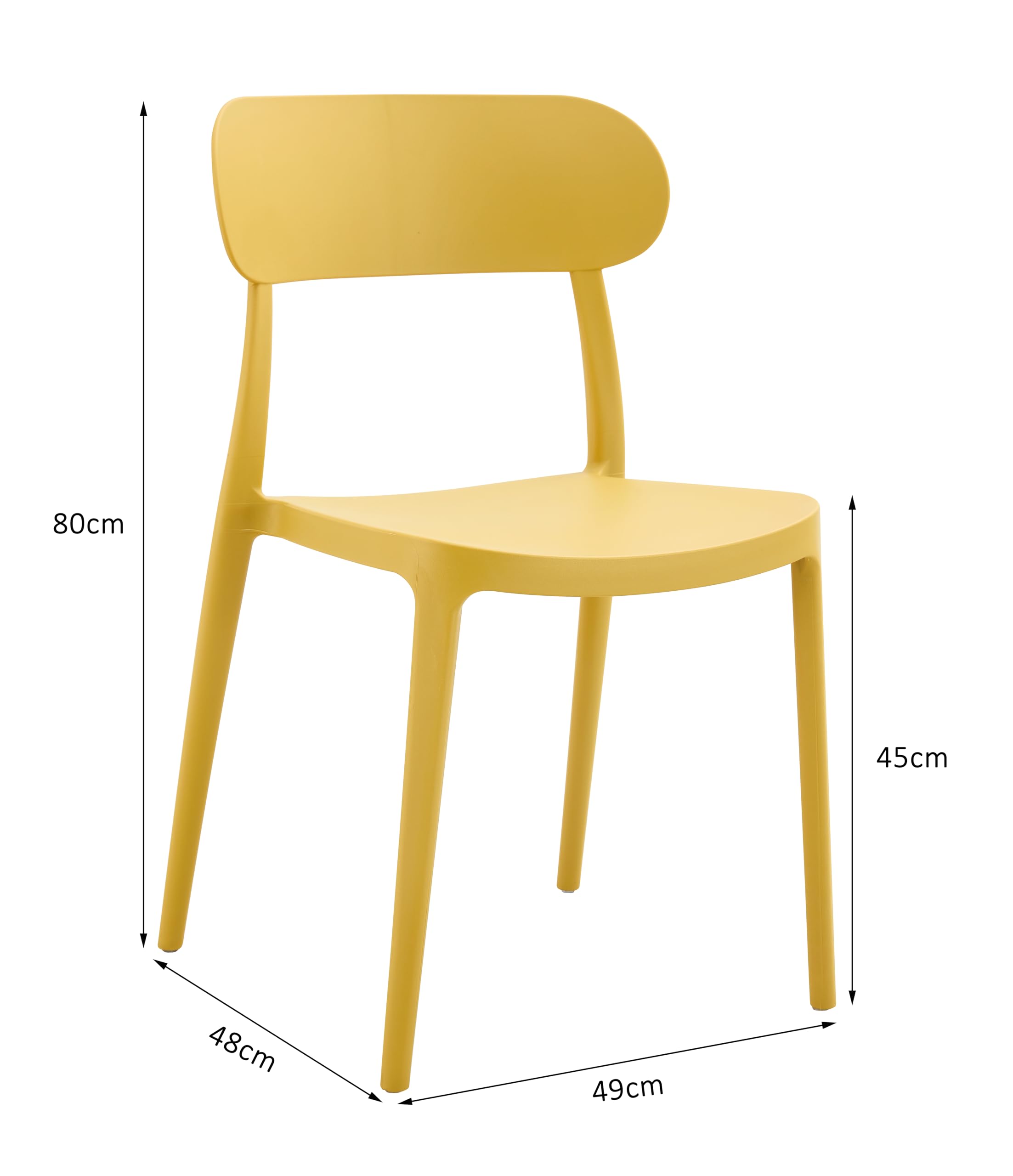 METRO Professional Silla de Jardín Gastro, Plástico/Fibra de Vidrio, Apilable, para Exterior, Amarillo Mostaza