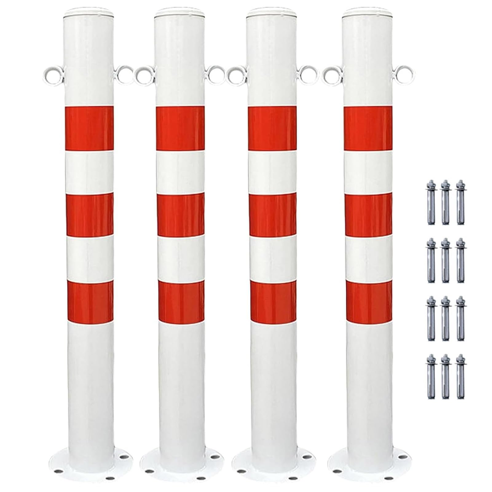 GHHVFEC HeavyDuty Steel Traffic Bollards Rustproof & Waterproof Driveway Posts (4pcs) Safety Security Poles for Traffic Control & Parking Management
