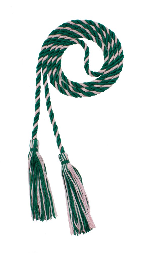 Tassel Depot Graduation Honor Cord - Dark Green/Light Pink - Every School Color Available - Made In Usa