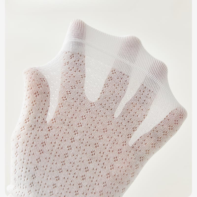 Female summer thin mesh breathable pure cotton tube wood ear lace white pile socks boneless moon socks mixed color *5 pairs3