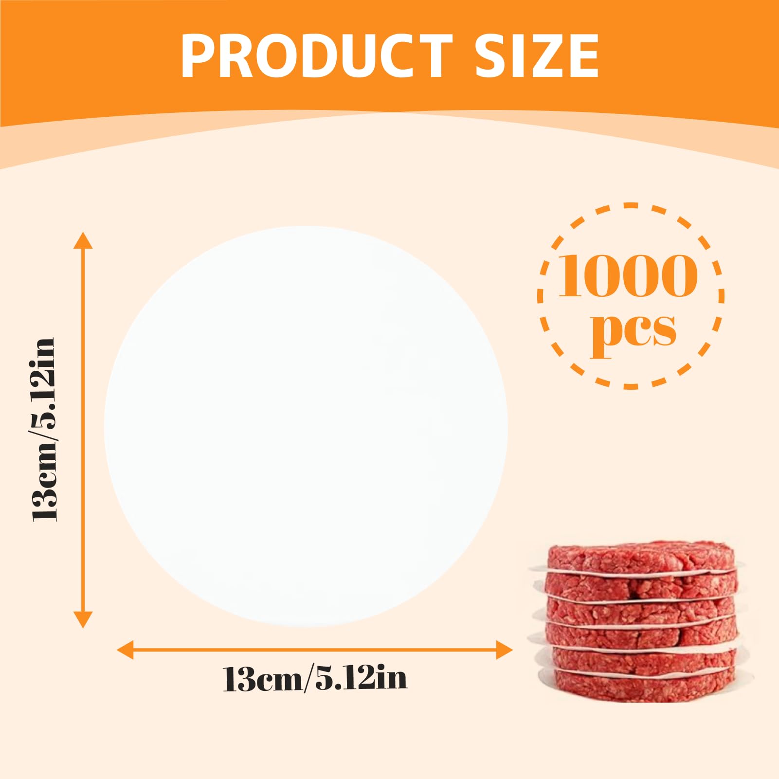 1000 arkuszy papieru do burgerów, okrągłe, 13 cm, tarcze do wyciskania burgerów, do burgerów, odporne na tłuszcz (1000, 13 cm)
