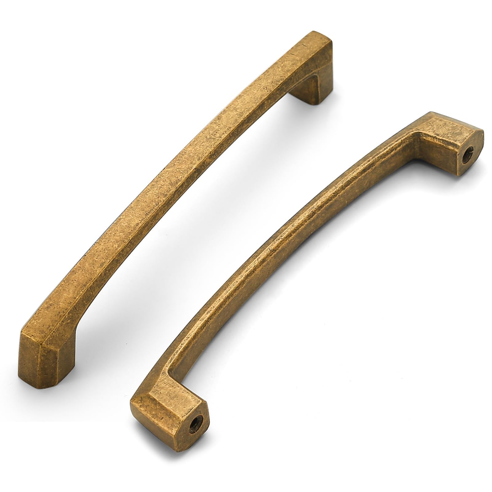 Coinkoly Pack of 6 Furniture Handles, Antique Brass, 128 mm Hole Spacing, Furniture Handles, Cupboard Handles