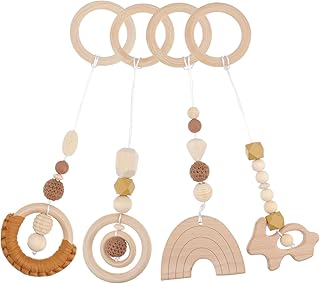 Sewroro Decorar Brinquedos De Ginástica De Madeira Para Bebês 4 Unidades Decoração Suspensa De Quarto De Bebê Mordedor De Madeira Infantil Brinquedos De Ginástica Para Bebês Pingente