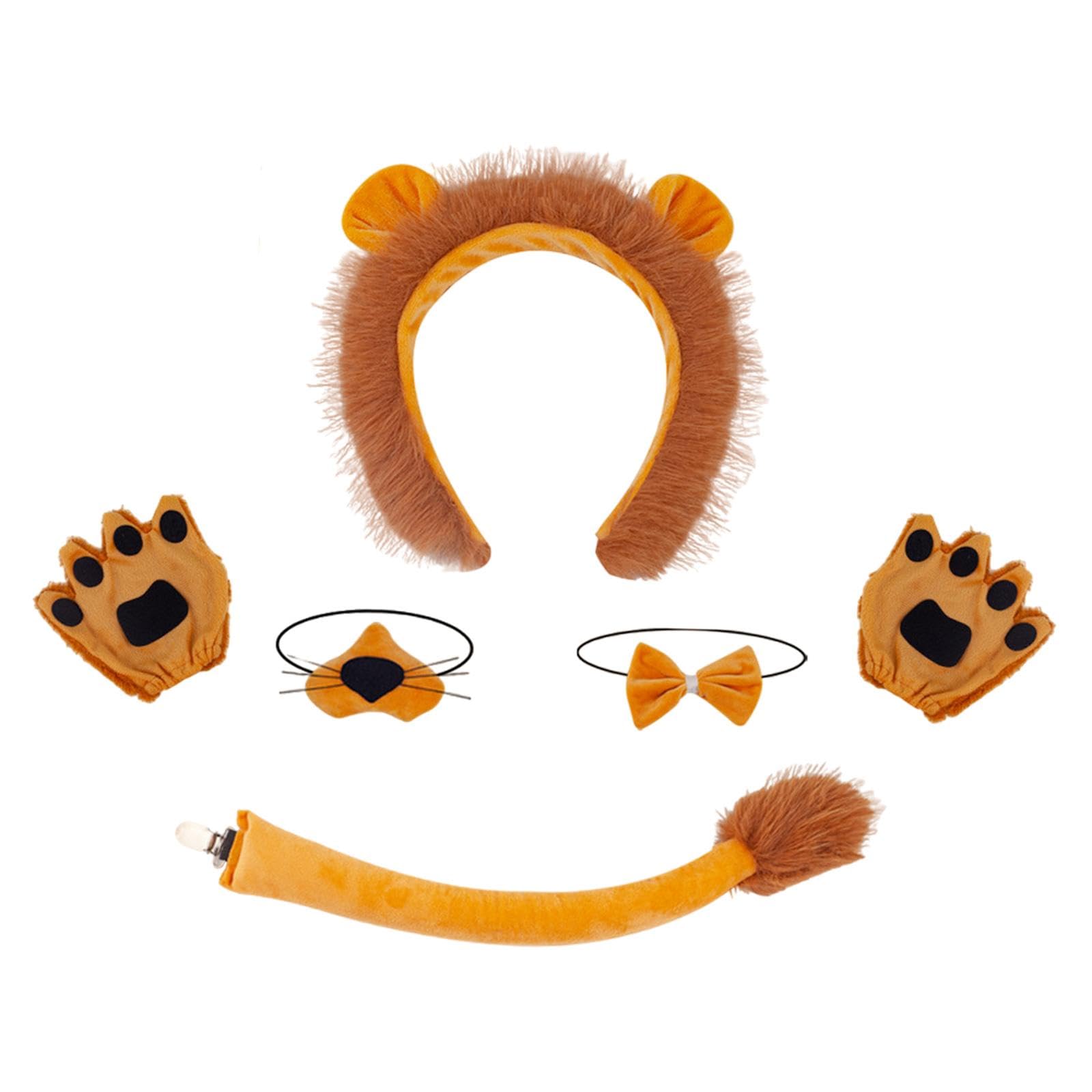 Deevoka Halloween Lion Costume Set,Cosplay Supplies for Halloween Themed Parties Adults, 4 Pieces with Gloves