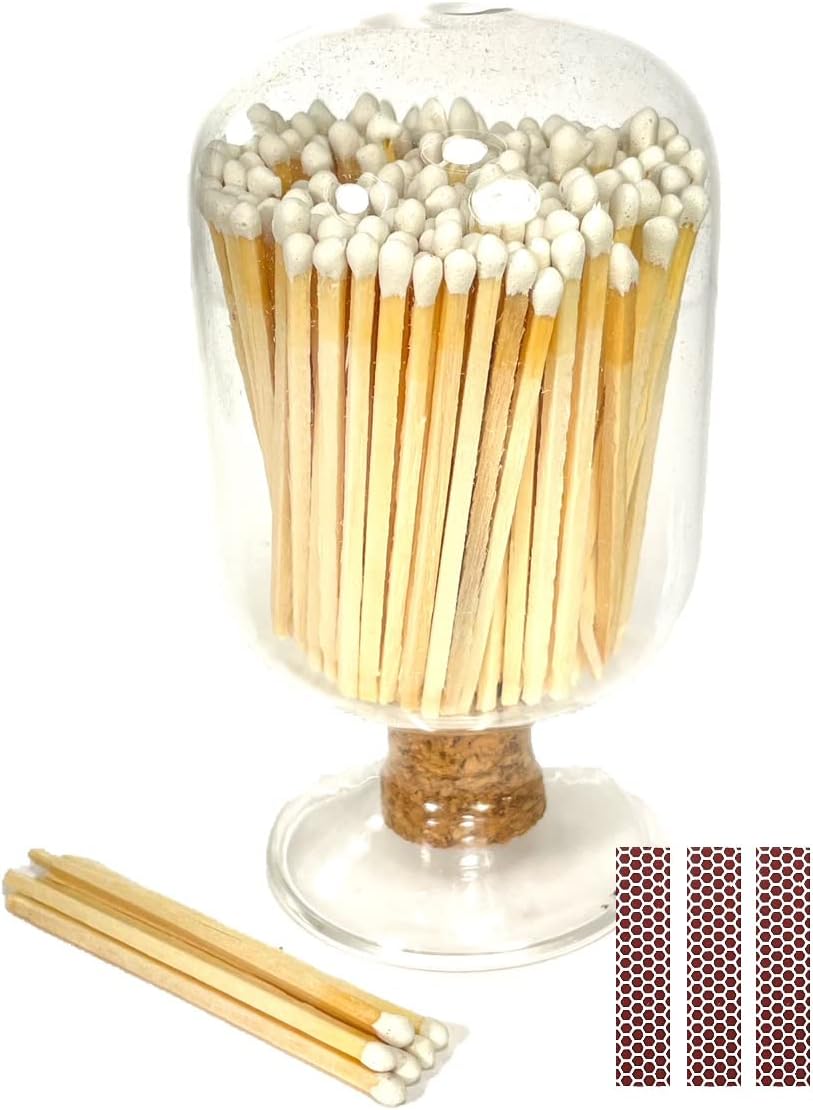 Decorative Glass Matches Cloche Includes 100+ Color