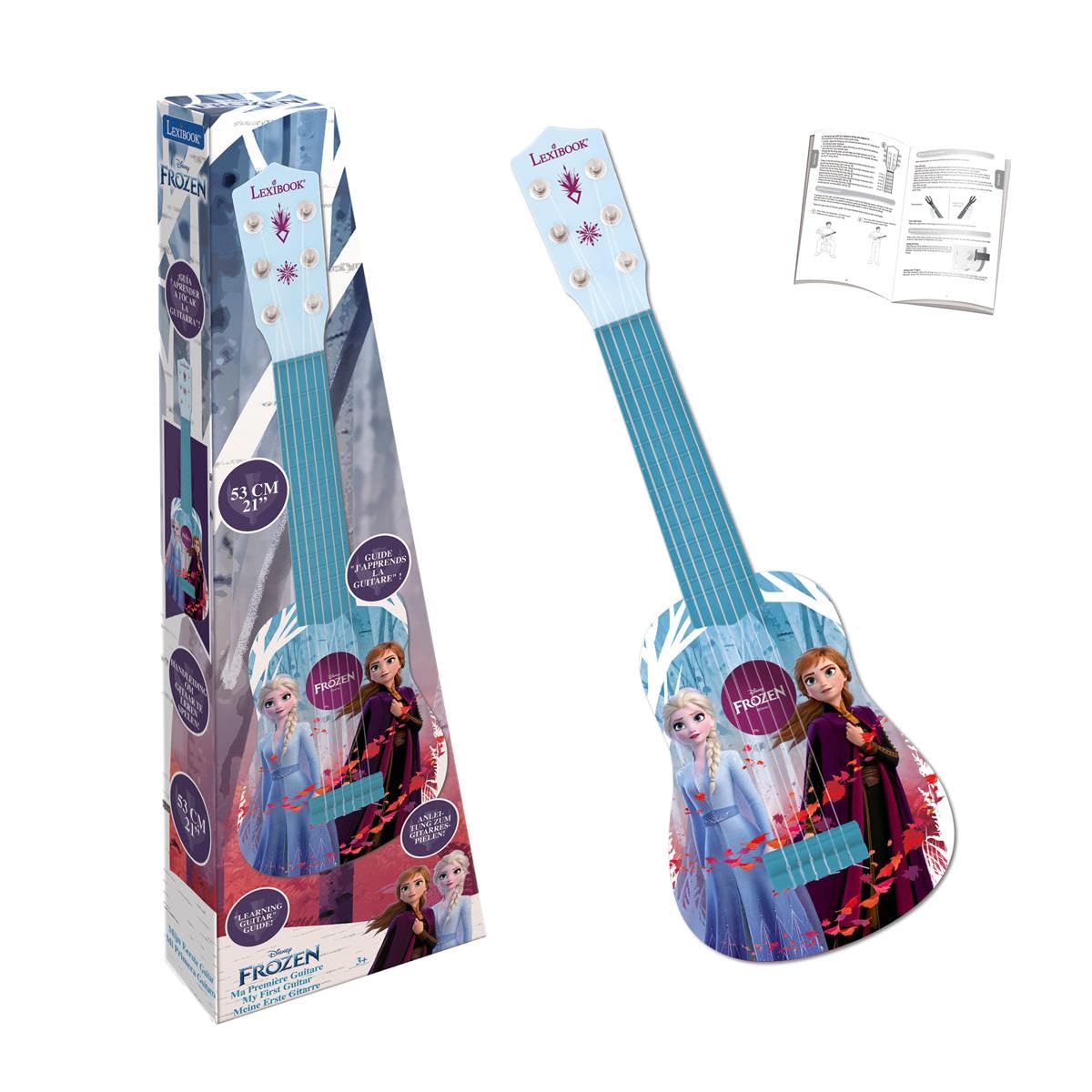 Lexibook, Frozen, My First Guitar for children, 6 nylon strings, 21" long, guide included, blue, K200FZLXB