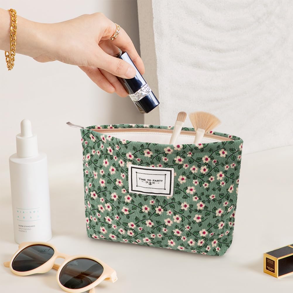 Aucuu Beauty Case da Viaggio, Borsa da Toilette da Viaggio, Borsa da Viaggio per Cosmetici, Pochette Donna Trucchi, Borsa da Trucco Portatile, Borsa Cosmetica in Velluto a Coste, per Donne Ragazze