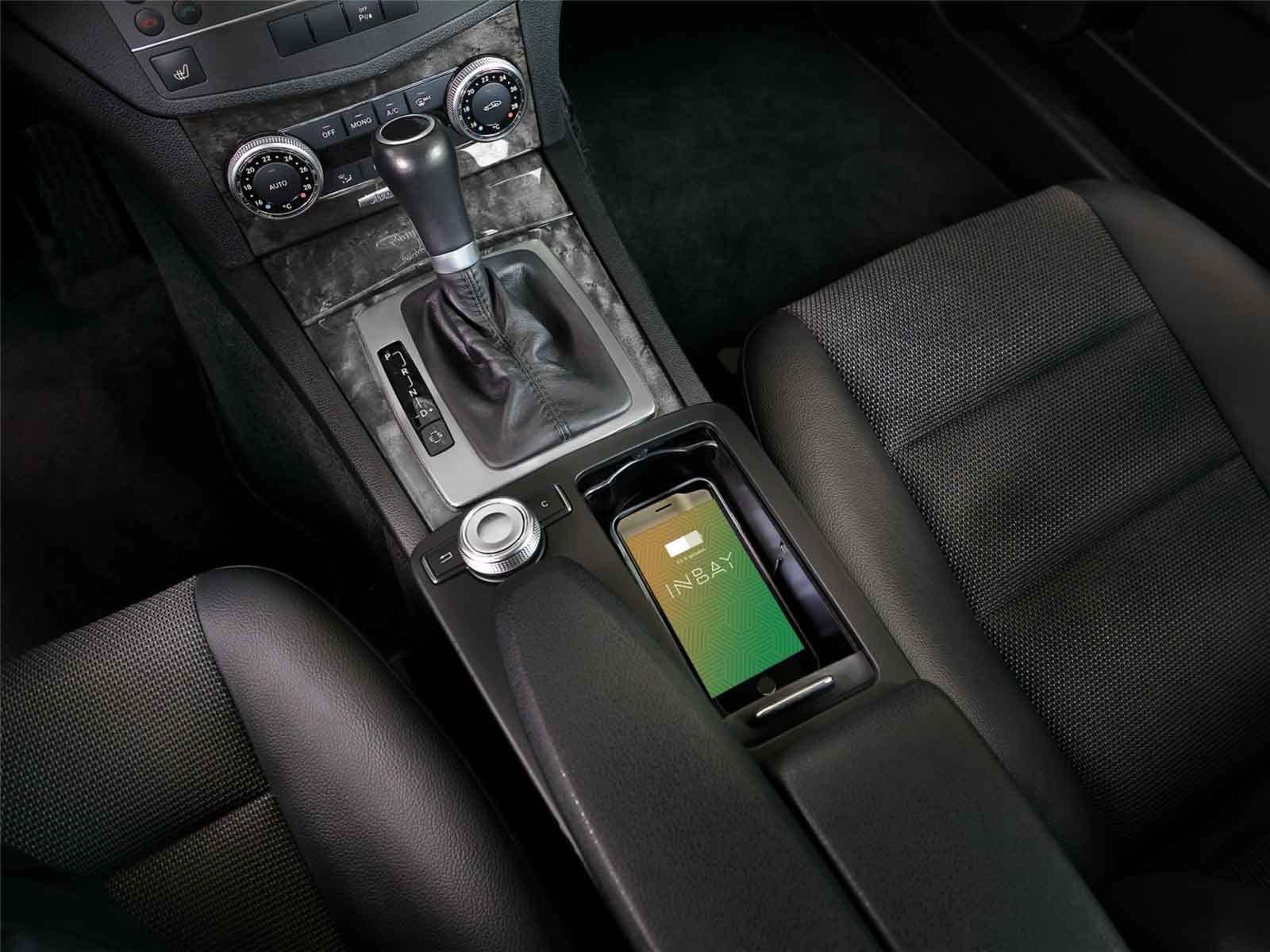 INBAY 10W Handyhalterung Auto Ablagefach Induktiv/Kabellos passend für Mercedes C-Klasse (W204/S204/C204), E-Klasse (W212/S212/C207/A207) - Autohalterung Zubehör Innenraum - Qi