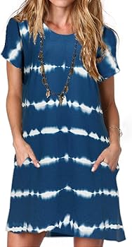 Alaster Women’s Casual Summer T Shirt Dress Loose Short Sleeve Tunic Dress with Pocket for Women