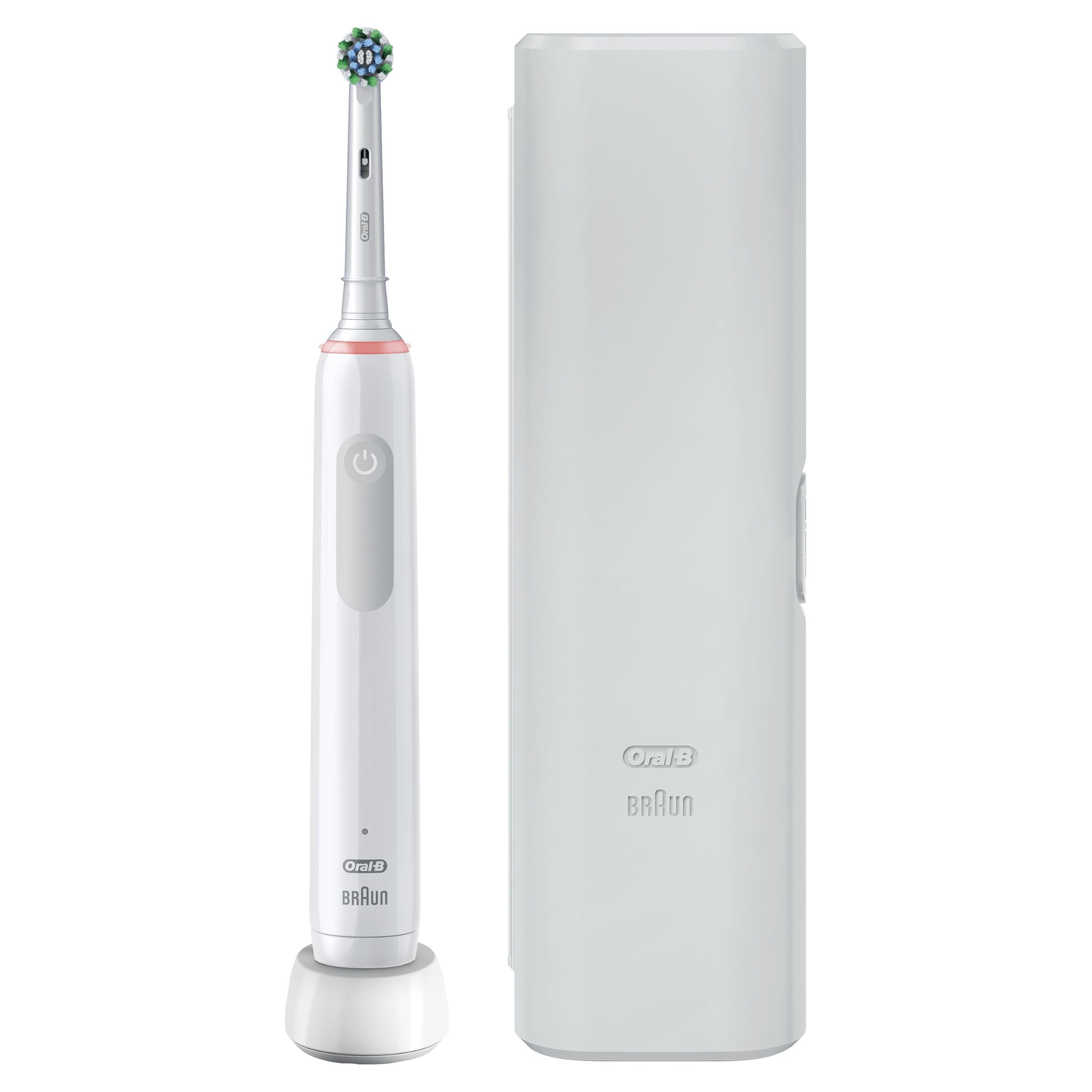 Oral-B Pro 3 Electric Toothbrushes For Adults, Oral B Electric Toothbrush, Gifts For Women or Men, 1 Cross Action Toothbrush Head & Travel Case, 3 Modes with Whitening, 2 Pin UK Plug, 3500, White