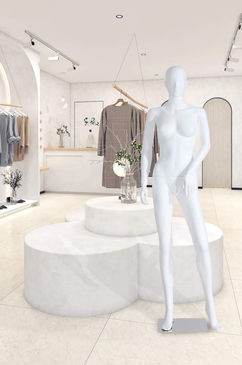 Nouveau Haute Qualité Mannequin Blanc Abstrait en Forme de Nez et de Bouche Mat - Femme Masculine (LF4-6 Blanc Mat)