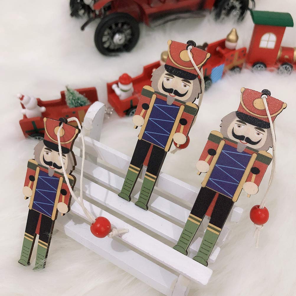 TOYANDONA 9pcs Christmas Nutcracker Ornaments Wooden Christmas Tree Hanging Decoration Xmas Wooden Cutout for Holiday Christmas Party - Image 2