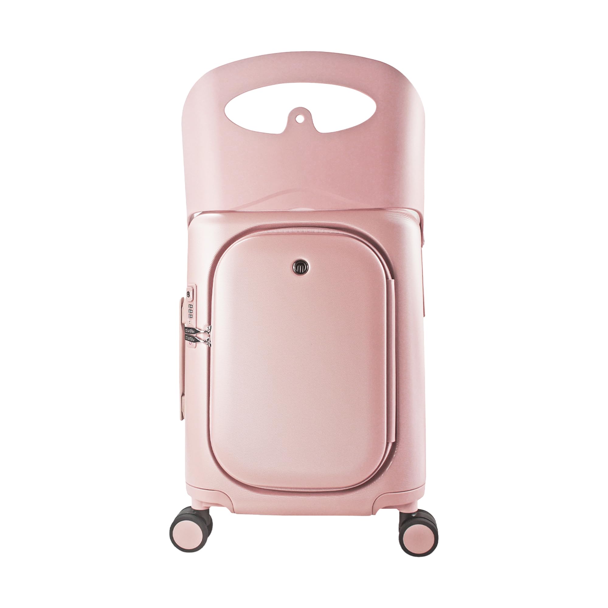 MiaMily Carry-On Plus Ride-On Koffer, Integrierter Sitz, Obenliegender Zugang, wasserdichte und Thermotasche, Radbremsen, TSA-Schloss, Dusty Pink