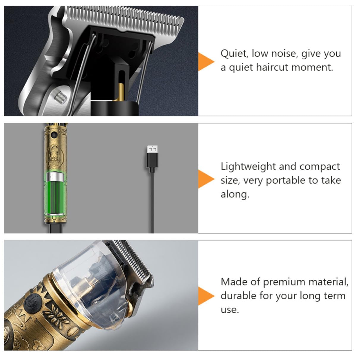 Cortapelos Eléctrico Profesional Dorado para Barba y Cabello en Casa