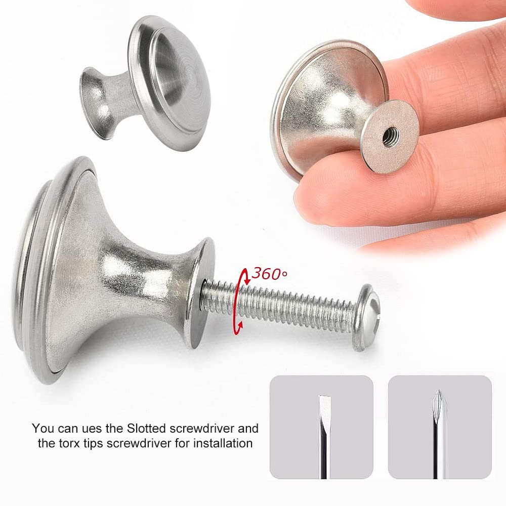 Silverline Lot De 10 Poignées Rondes Pour Tiroir De Cuisine, Salle De Bain, Placard, Porte D'armoire, 30 Mm, Nickel Satiné Brossé