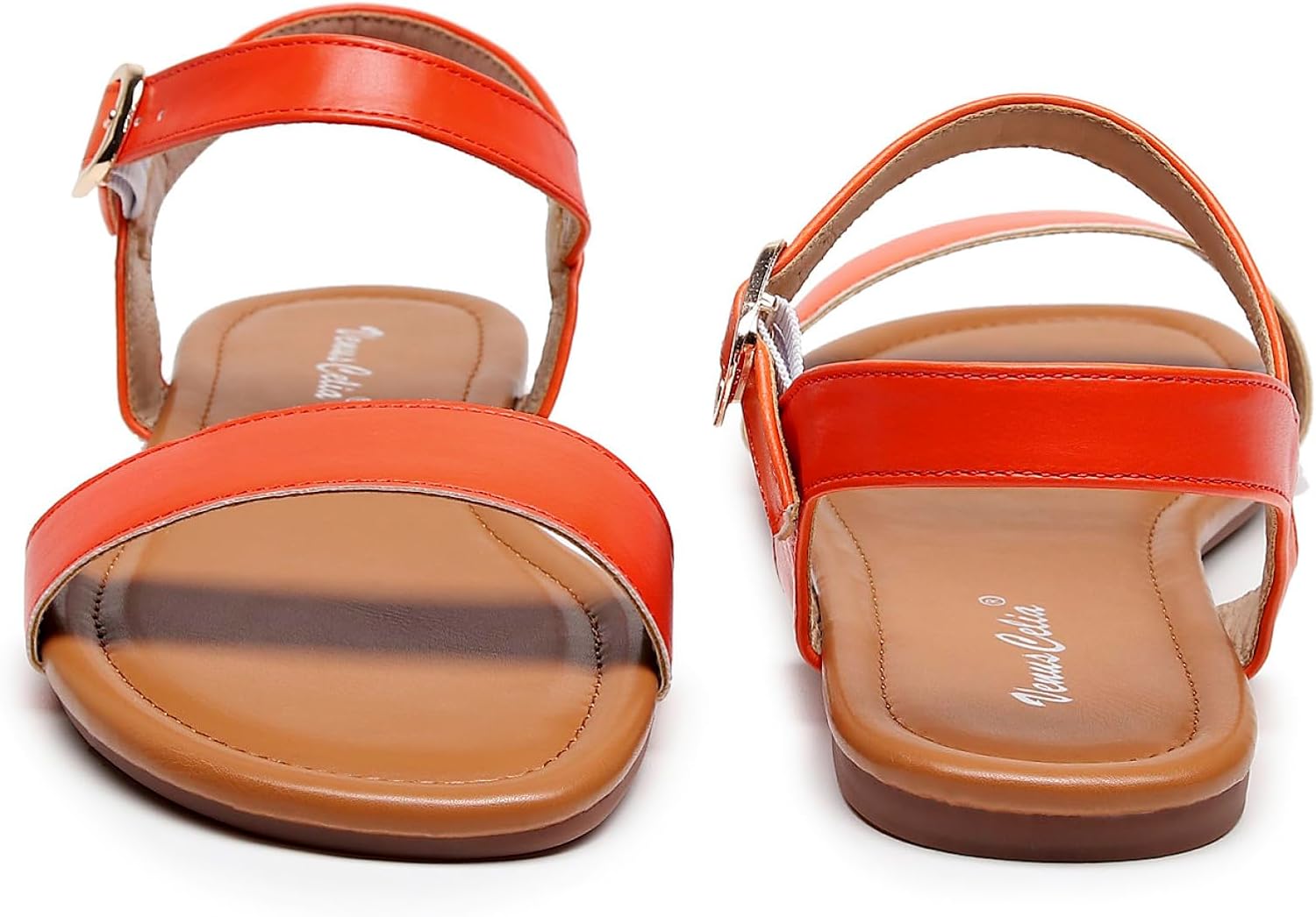 VenusCelia Women's Plain Strap Wide Flat Sandal - Image 4