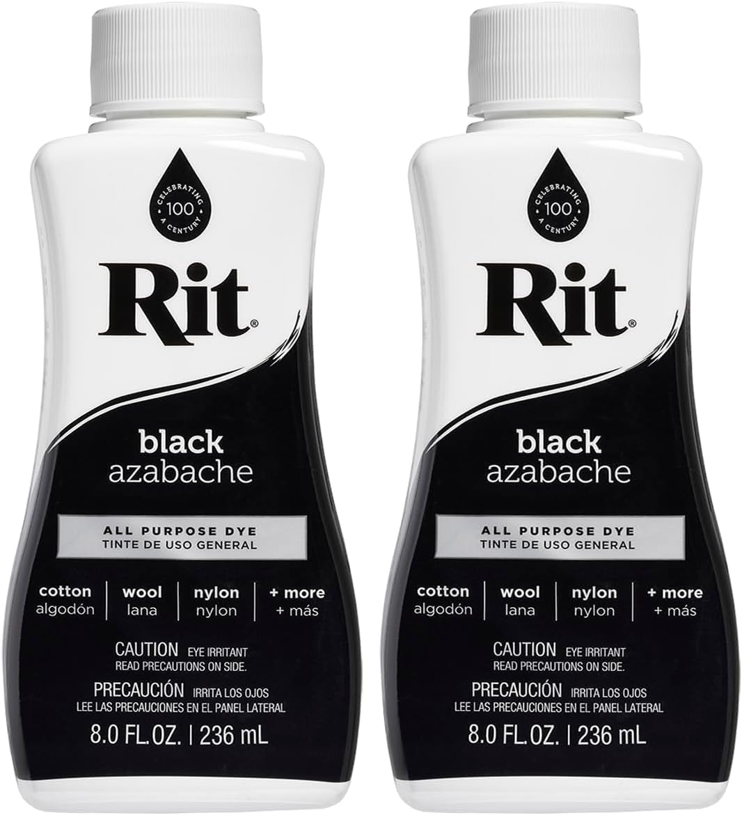 Rit Dye 88150 All Purpose Liquid Dye, Black, 8 Fl Oz (Pack of 2)