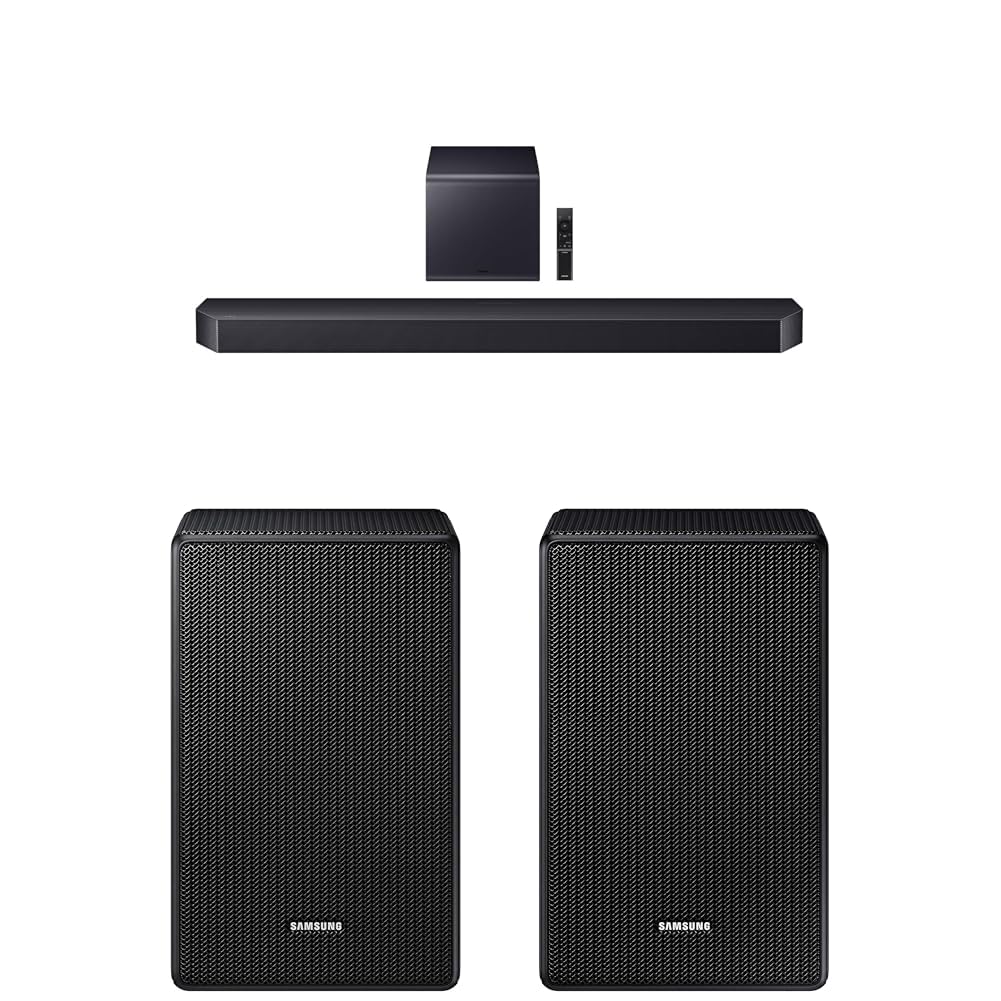 Samsung Q-Series Soundbar HW-Q900F 7.1.2 ch Subwoofer (2025 Model) Smart Integration, Wireless Dolby Atmos + Samsung 9500S Rear Speaker Kit - Wireless Dolby Atmos/DTS: X (SWA-9500S, 2021 Model), Black