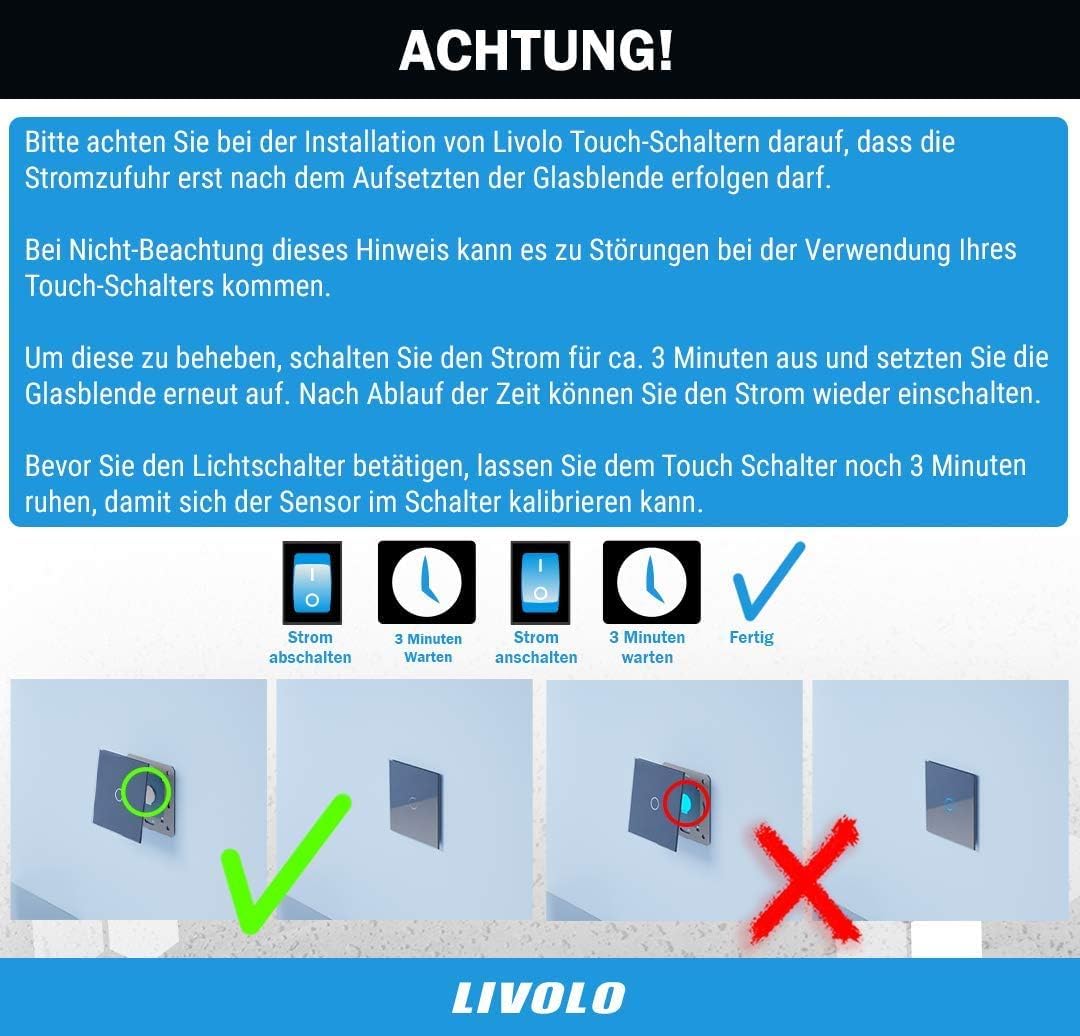 LIVOLO 1-facher Touch Taster Lichtschalter für Haus-Automation 230V Trockenkontaktrelais Impulsschalter Nullleiter erforderlich Klingel Sensor Touchschalter Weiß VL-C701IH-11